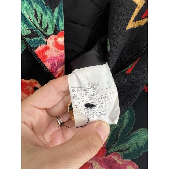 Vintage Emanuel Ungaro Solo Donna Paris Wool Floral Blazer Jacket Size 8 Italy - Picture 11 of 11